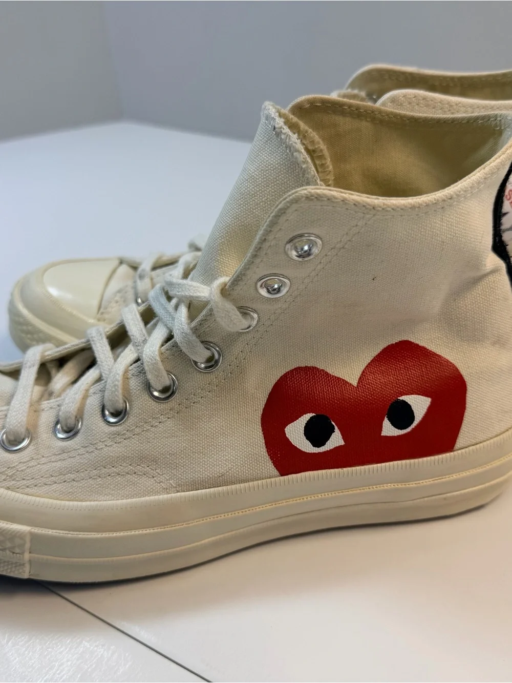 Converse x Comme des Garcons Canvas Sneakers with Red Heart mens 7 women’s  9